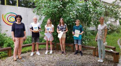 Die Sieger*innen beim Französisch-Vorlesewettbewerb und Textverständnisquiz Foto von Irene Escherle