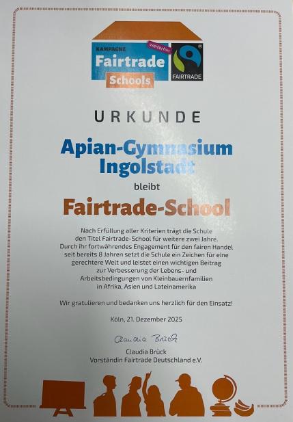 Urkunde Fairtrade School