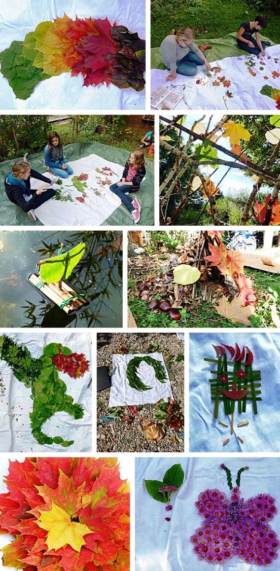 Land Art - Herbstliches Farbenspiel im Schulgarten